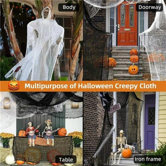 Halloween Creepy Cloth 6Pcs 30×72 "Halloween Black Creepy Cloth (4Black + 2White - Picture 6 of 7